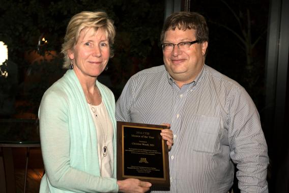 Dr. Christine Wendt receiving CTSI's 2016 Mentor of the Year Award from CTSI-Ed Director David Ingbar, MD.Dr. Christine Wendt receiving CTSI's 2016 Mentor of the Year Award from CTSI-Ed Director David Ingbar, MD. Dr. Wendt has affiliate professorship at the Department of Medicine and is the VA Medical Center’s Section Chief of Pulmonary, Allergy, Critical Care and Sleep.