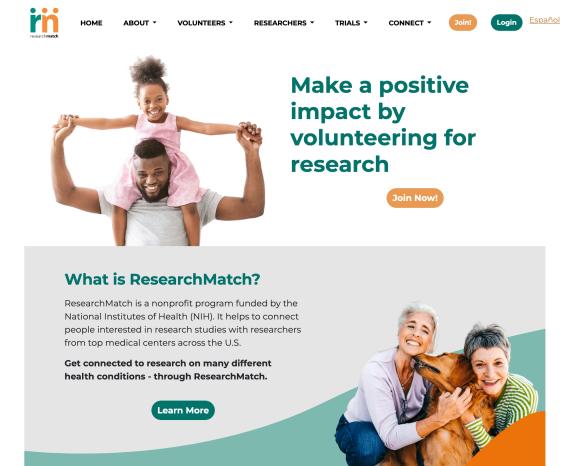 ResearchMatch homepage