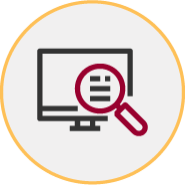 Icon of magnifying glass in front of computer